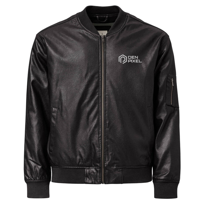 Men's leather Bomber Jacket Black - DEN PIXEL STYLE