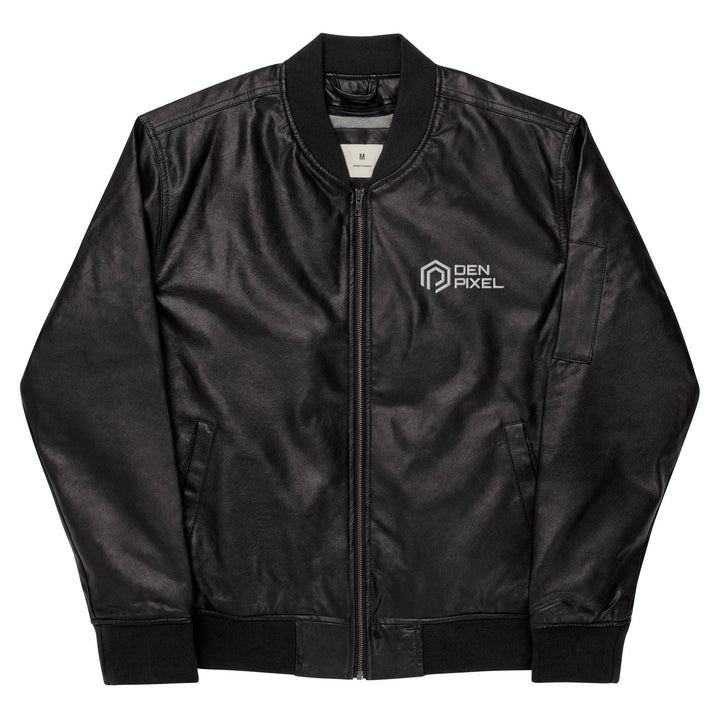 Men's leather Bomber Jacket Black - DEN PIXEL STYLE