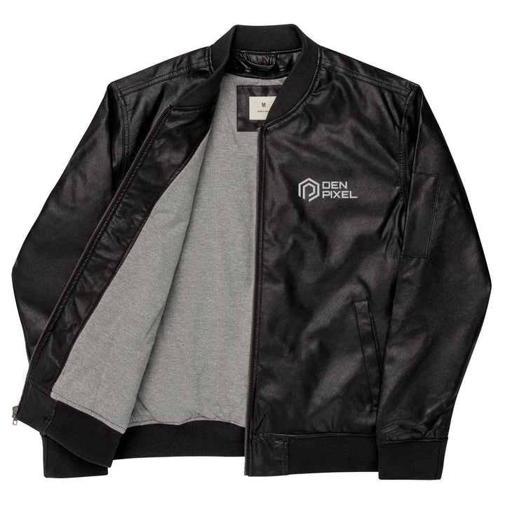 Men's leather Bomber Jacket Black - DEN PIXEL STYLE