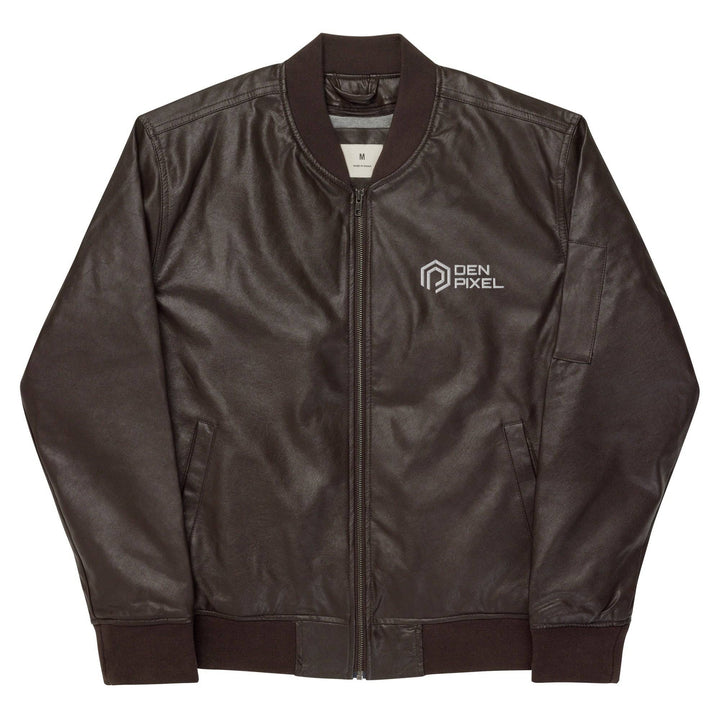 Men's Leather Bomber Jacket Brown - DEN PIXEL STYLE