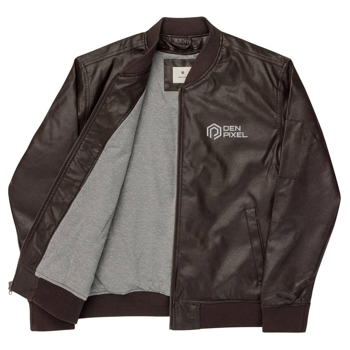 Men's Leather Bomber Jacket Brown - DEN PIXEL STYLE