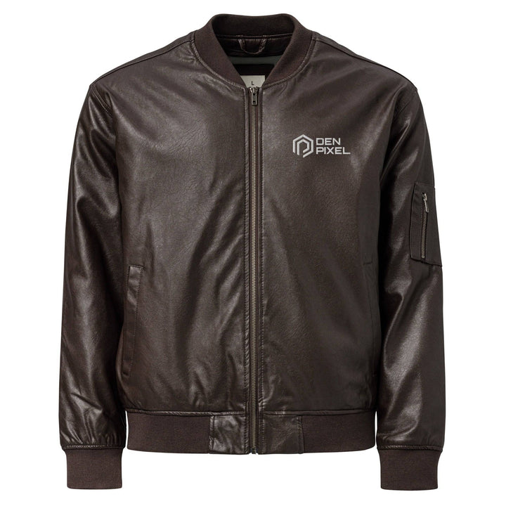 Men's Leather Bomber Jacket Brown - DEN PIXEL STYLE