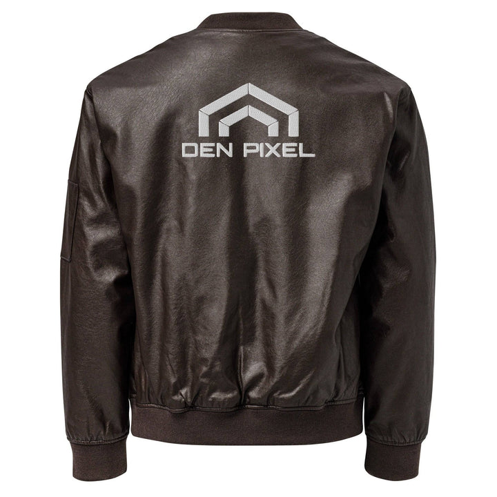 Men's Leather Bomber Jacket Brown - DEN PIXEL STYLE