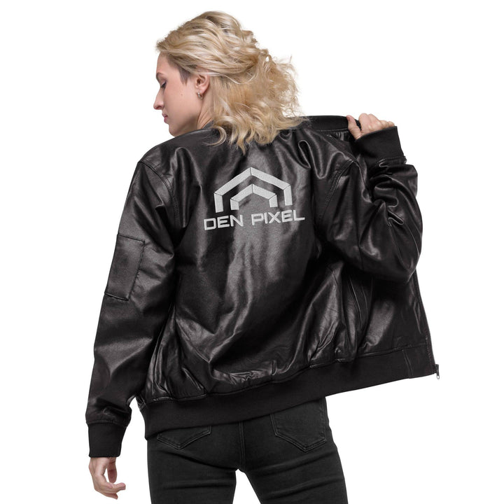 Women leather Bomber Jacket Black - DEN PIXEL STYLE