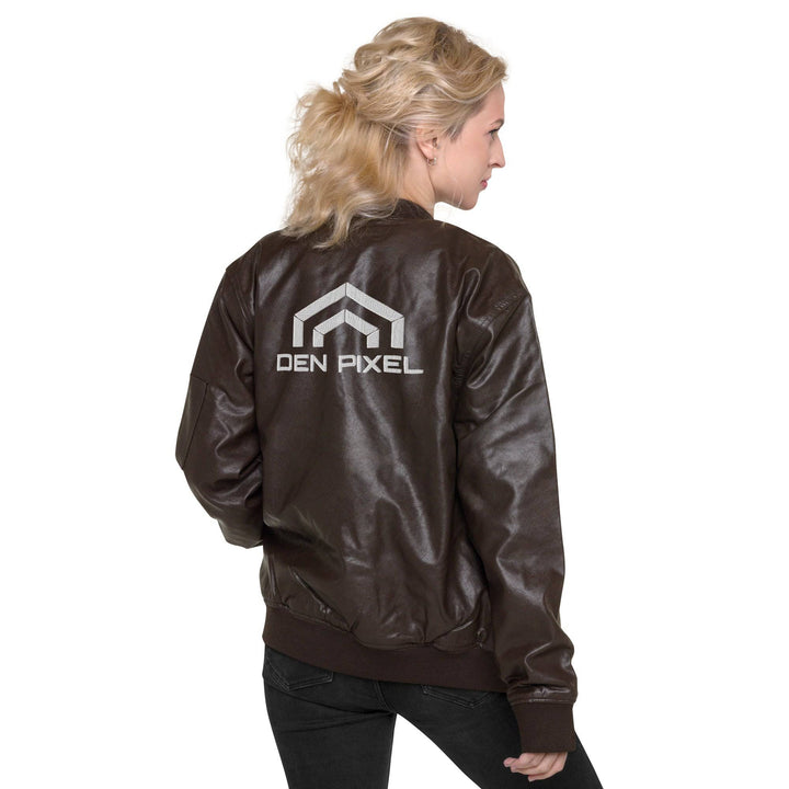 Women's Leather Bomber Jacket Brown - DEN PIXEL STYLE